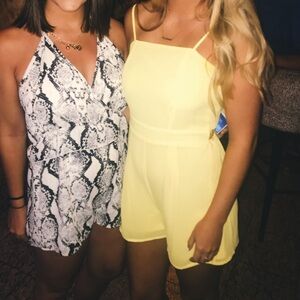 Pink Lily Yellow Spaghetti Strap Romper